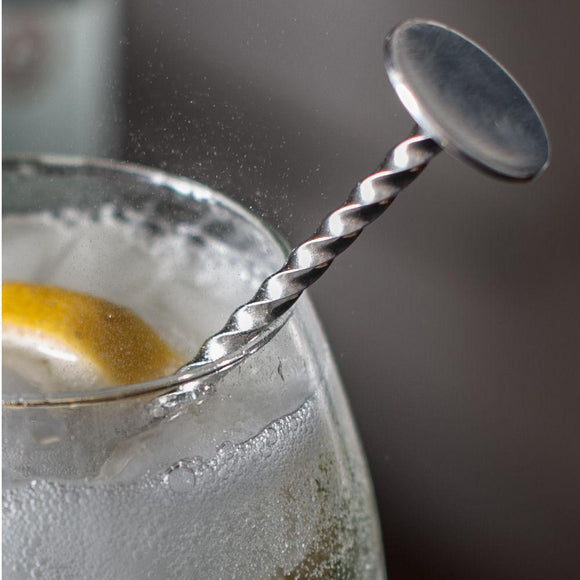 Mini Cocktail Spoon With Masher 15cm - Stainless Steel - BarBits.co.uk