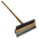 Pizza oven brush with wooden handle and wire bristles plus stainless steel scraper for cleaning pizza ovens - BarBits.co.uk