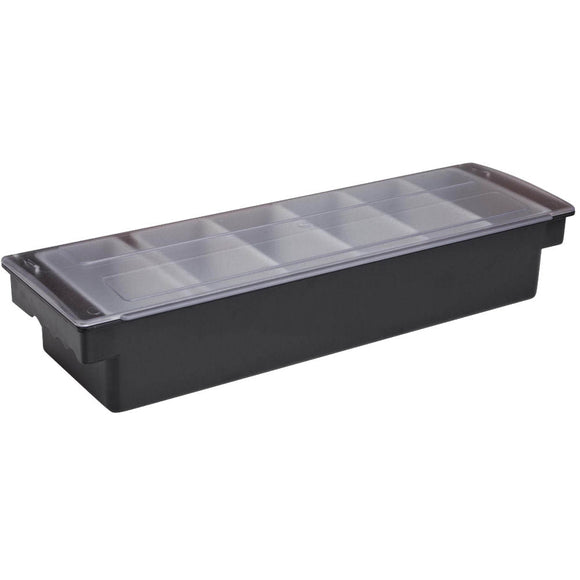 Plastic condiment dispenser 6 compartments with clear lid and trays for keeping cocktail garnishes organised - BarBits.co.uk