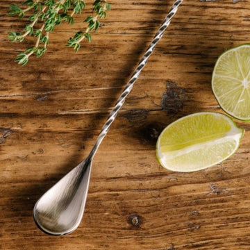 Round End Bar Spoon 45cm - Antique Brass - BarBits.co.uk