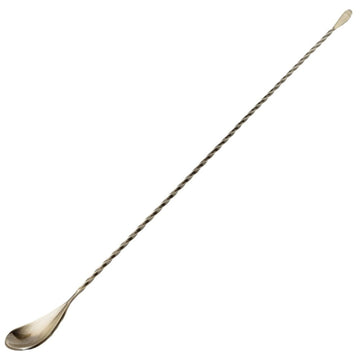 Round End Bar Spoon 45cm - Antique Brass - BarBits.co.uk
