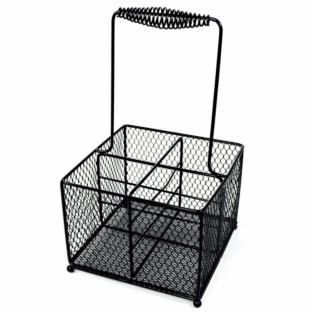 Black Condiment Holder Caddy - Square