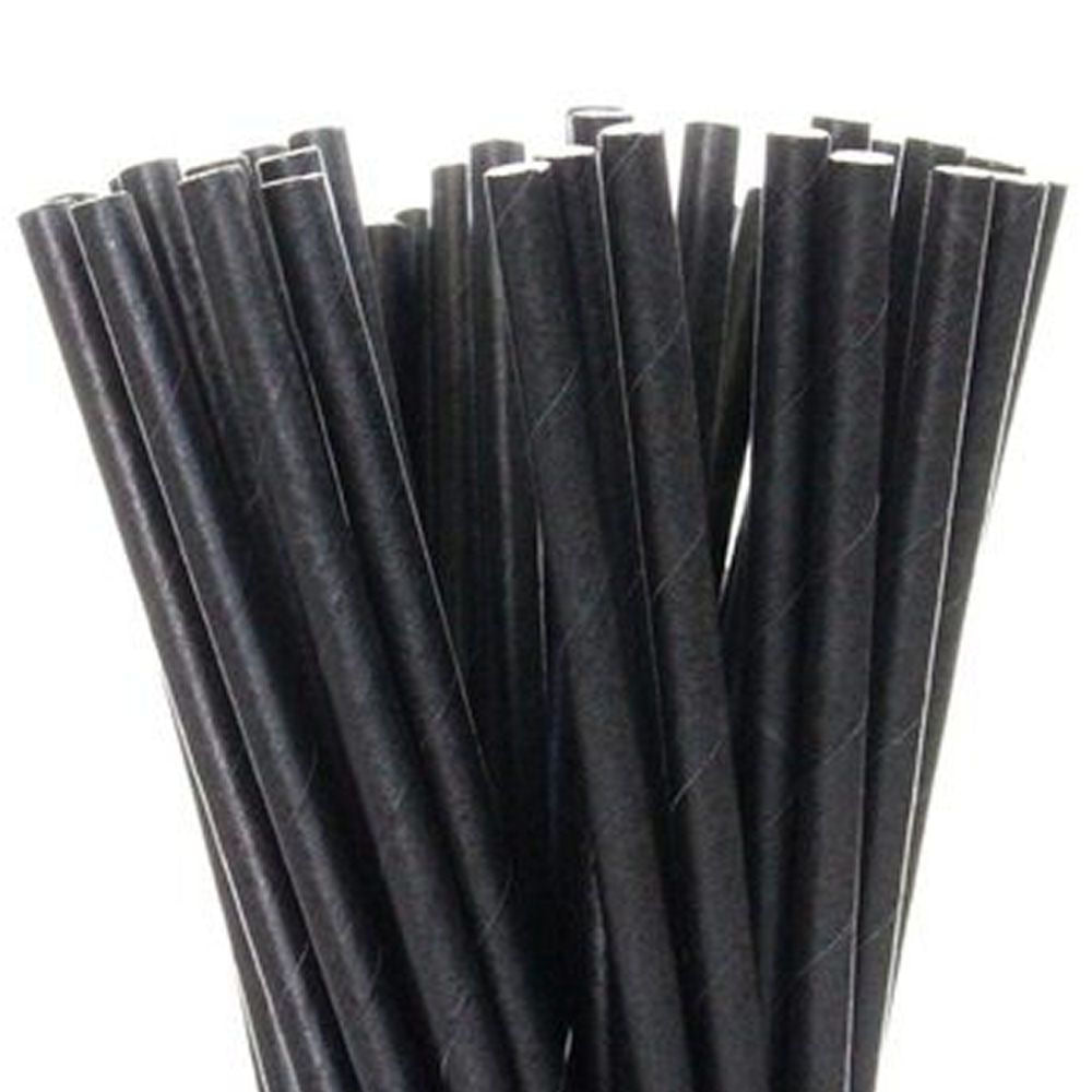 Black Paper Straws 8" - Pack of 250