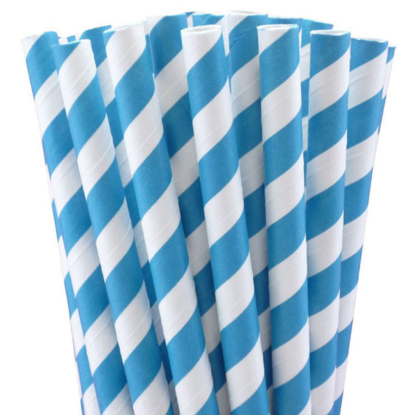 Blue Candy Stripe Paper Straws 8