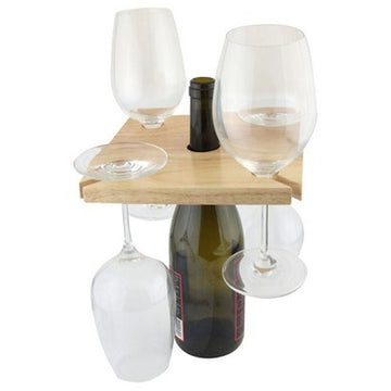 Wooden Bottle Neck Wine Glass Holder - 4 Glasses - BarBits.co.uk