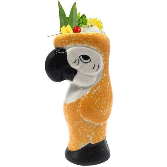 Yellow Ceramic Parrot Tiki Mug - 750ml - BarBits.co.uk