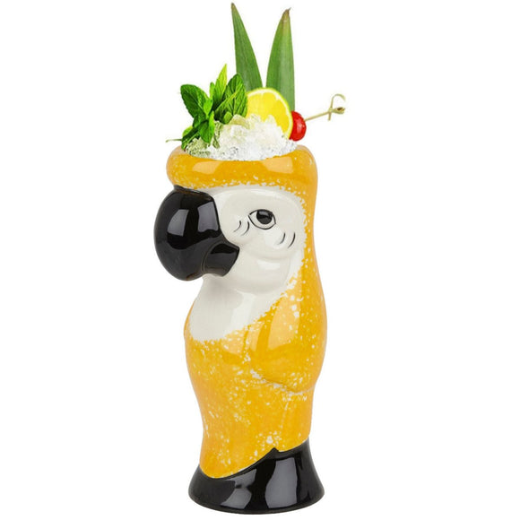 Yellow Ceramic Parrot Tiki Mug - 750ml - BarBits.co.uk